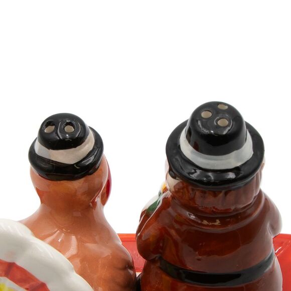 Thanksgiving Turkey and Pilgrim Tabletop Salt and Pepper Shaker Set - Picture 6 of 9